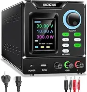 Bench Power Supply Variable (0-30V,0-10A),DC Power Supply Variable with Memory Storage and Encoder Knob, Adjustable Regulated DC Power Supply with Output Switch, Lock Button