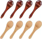 Oruola 8Pcs Small Wooden Spoons,3.94 X 1.18 in Mini Wooden Spoons for Jars,Wood Color Tiny Wood Teaspoons for Eating Ice Cream CondimentsTea Bath Salt Coffee, Wooden Mini Condiment Spoons