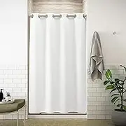 River Dream Stall Shower Curtain with Snap-in Liner,Cotton Blend Fabric Heavy Duty,No Hooks Needed Shower Curtain for Bathroom,Hotel Quality Bathroom Shower Curtain Set,Magnets,White,54x80 inches