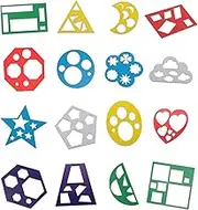 Prasacco 16 Pcs Geometric Shapes Stencils for Kids Art Drawing Stencils Painting Templates for DIY Craft Triangle Circle Heart Stencils Learning Tool for Toddlers Preschooler