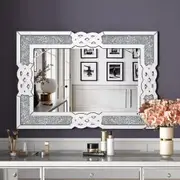 Modern Crystal-Studded Diamond Mirror