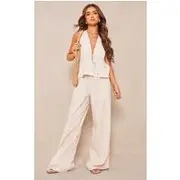 Stone Marl Drawstring Wide Leg Pants, Stone