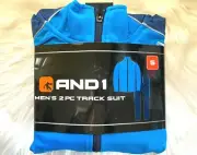 New And1 Men's 2 Piece Track Suit Blue Zip Up Jacket & Athletic Pants Small