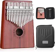 Gecko Kalimba Mbira Sanza 17 Keys Thumb Piano with Kalimba Box and Musical Notation(Solid Mahogany Wood)
