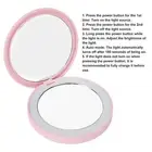 LED Compact Mirror Round Shape 3X Magnification Rechargeable Double Sided Ad HB0