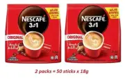2 Pack , NESCAFE 3 in 1 Blend & Brew Original Instant Coffee 50 sticks