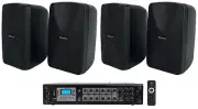 Rockville 70v Commercial/Restaurant Amplifier w/Bluetooth+(4) Black 4" Speakers
