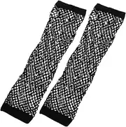 [Ipetboom] 1 Pair Vintage Fishnet Fingerless Gloves with Rhinestones Hollowed out Elbow Accessories for Women for Parties and Events Comfortable Stretch Design