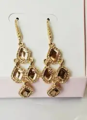 R.H. Macy & Co. Boxed Earrings French Wire Dangle Gemstones Gold #8