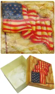 Capiz Shell Trinket Box, 3", US Flag