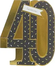 UK Greetings 40th Birthday Card for Him/Her/Friend With Envelope - 3D Design with Gold Foil