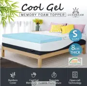 8cm Single Super soft Cool Gel Memory Foam Mattress Topper Bamboo Cover Bedding