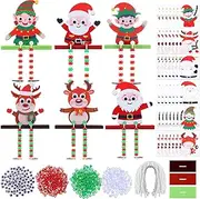 Blueweenly 24 Sets Christmas Craft Kits for Kids Winter Crafts with Beads Felt Santa Claus Reindeer Elf Ornament Christmas DIY Craft Art Sets for Kids Holiday Party Favors Classroom Activities