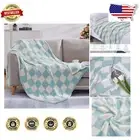 Handmade Checkered Throw Blanket, Cozy Sky Blue, Perfect for Home and Travel