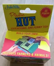 Archie Mcphee PLASTIC HUT build Your Own 35 Pieces Sweet Small Farm Set See Pics