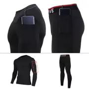 Take Five Mens Smart Pocket Skin Tight Compression Layer Shirt Pants Set 072 544
