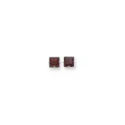 14k White Gold 7mm Princess Cut Rhodolite Garnet earring