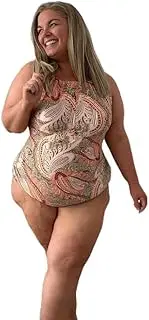 [LaSculpte] Paisley High Neck Keyhole One Piece (10-24), Size