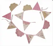 Shabby Chic Pink Lace Floral Bunting Flags Girls Nursery Bedroom Wall Decor
