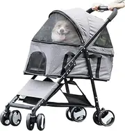 Pet Dog Stroller Foldable Travel Carrier Strolling Cart Dog Pram Cat Buggy With 4 Wheels And Rain Cover