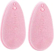 Ipetboom 2pcs Silicone Face Brush Cleansing Deep Cleansing Scrubber for Oily Skin Gentle Massage Pink Color for Daily Skincare Routine