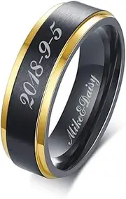 [XolngYYeng] 8mm Rainbow Blank Stainless Steel Ring Black,Wedding, Promise