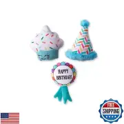 Fringe Studio Plush Dog Toy Set, Happy BARK-Day!, 3 Piece Set, for Small Dogs