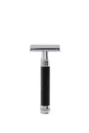 Edwin Jagger Double Edge Safety Razor With Handle Black Chrome Laser