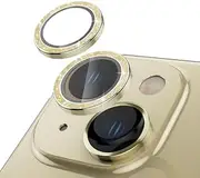 [ZUSLAB] Lens Protector for iPhone 15 Plus/iPhone 15 Camera Protector, 9H Tempered Glass Camera Cover Screen Protector Metal Individual Ring for Apple (2023) - Sparkling Gold