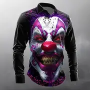 Keep Smiling by Tom Wood Men's Clown Smile Face Button Up Shirt Long Sleeve Designer Shirt Limited Artist Edition