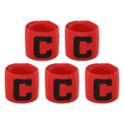 Captain Armband, 5 Pack Adjustable Elastic Soccer Captain's Arm Band, Red