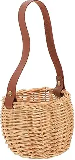 KITANDOVE Woven Handheld Basket Rustic Storage for Home Decor Multi Functional Decorative Rattan Basket for Living Bedroom Wedding Party Flower and Picnic Use