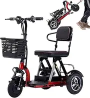 3 Wheel Mobility Scooter, Folding Electric Mobility Scooter, Portable Travel Scooter with Charger and Basket Included for Seniors, Travel, Adults, Elderly, Disabled.