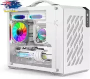 Mini ITX PC Case Portable w/ Glass Side, Handle, 360mm Radiator - White (No Fan)