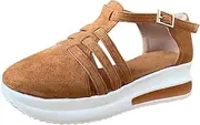 [Generic] Women Summer Sandals Flip Flops Ladies Fashion Buckle Platform Sandals Solid Strap Wedge Women's Cusual Shoes Women's sandals Sandals Women Strap