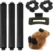 TAIHOBO 9PCS Heatless Curlers, Overnight Heatless Curls Set, Velvet Hair Curlers no Heat, Gentle Heatless Hair Curler with Hair Clips and Hair Tie, for DIY for Natural Wavy Curls Styling (black)