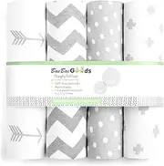 Premium Baby Changing Pad Covers 4 Pack – Boy or Girl Changing Pad Cover – Pure Jersey Machine Washable Grey and White Changing Table Cover – Diaper Changing Pad Cover Sheets