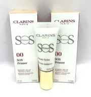 2 X CLARINS SOS~Primer Boosts Radiance Preps & Hydrates~10 ML/Ea~NIB!