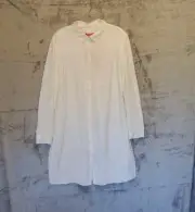 Catherine Malandrino Shirt Dress Womens Large Off White Roll Tab Button Front