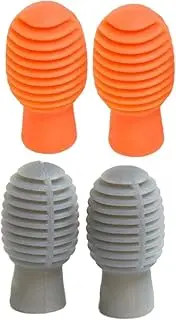 LIFKOME 2Pairs Drumstick Silent Caps Drumstick Head Covers for Electronic Drums Practice Pads Grey Orange Mute Drumstick Fittings for Beginners and present Giving