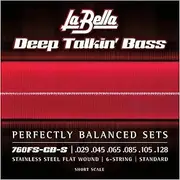 La Bella 760FS-CB-S Deep Talkin' Stainless Steel Flat Wound- Standard, Short Scale Guitar String 29-128