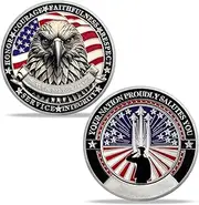 1 Pcs Veteran Military Challenge Coin Bulk Saluting Soldier Eagle Emblem Patriotic Thanks for Your Service Commemorative Coin Appreciation Gifts for Military Army Honor Courage Service Integrity