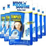 6x Kool n Soothe Roller Ball Instant Cooling & Massage For Temples & Forehead
