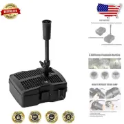 Powerful 660GPH Submersible Pond Filter Pump - 110V with Three Fountain Nozzles
