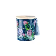 Australiana 300g Vanilla Scented Candle w/ Wood Lid & Tassel Decor Protea