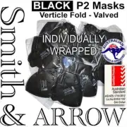 12x P2 FOLDING BLACK FACE MASKS VALVE PAINT FUMES SMOKE DOCTOR BUILDER FLAT FOLD