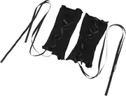 [Healeved] 1 Pair Gothic Strap Hand Sleeves Costume Cuff Decor Detachable Sleeve for Wedding Dress False Cuff Knit Fingerless Gloves for Wrist Detachable Wedding Sleeves Polyester Black