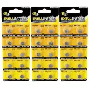 3pc 10pk Exell EB-L754 Alkaline 1.5V Watch Battery Compatible With AG5 393