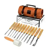 IMYMEE Wood Carving Tools Set of 12 Chisels With Large Leather Case,Wood Carv...