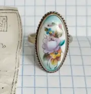 Beautiful Vintage Ring enamel Finift cupronickel Ukraine Women Jewelry size 7.25